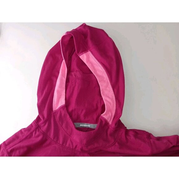 Nike Dri-Fit Running  Women's Fuchsia  Pink Hooded Pullover Activewear  Top Sz M - Picture 10 of 11